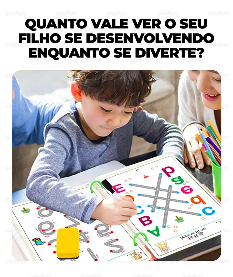 Livro de Desenvolvimento Infantil Buzz® + 8 Canetinhas e Apagador de Brinde