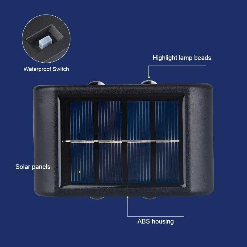 4 Led para Cima e para Baixo Luz de Parede à Prova D'água Movida a Energia Solar Facil Instalaçāo